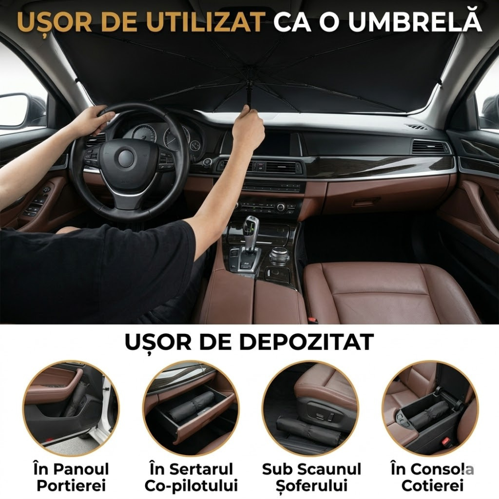 Parasolar Premium pentru Mașină – Păstrează Interiorul Mai Rece în Zilele Toride